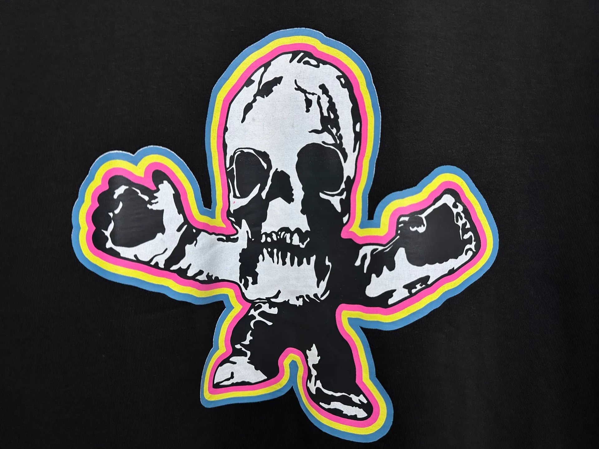 🅿️170 [chrome hearte] Chrome hearte Sanskrit skull color printed T-shirt. Every style of Chrome hearte is really unique. Every piece has a back view. This leather label design is really cool. Made of 260g pure cotton fabric. Rigorous craftsmanship. Details determine quality. Original washed tag packaging, full of style! Color: Black White Size: XS-L